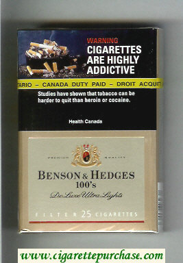 Benson and Hedges de Luxe Ultra Lights cigarettes hard box